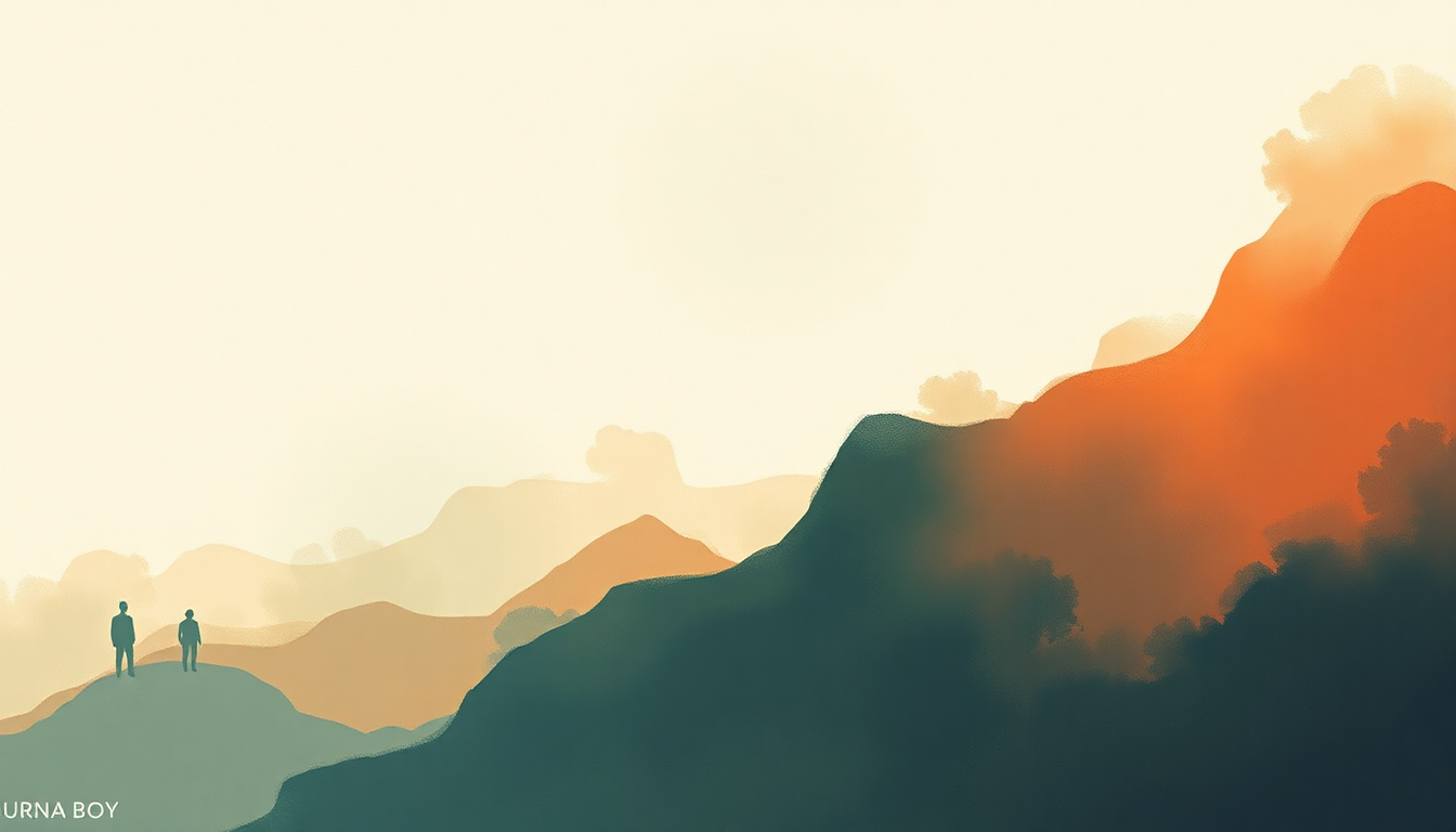Fan-driven abstract illustration evoking the emotional arc of Collaboration by Burna Boy
