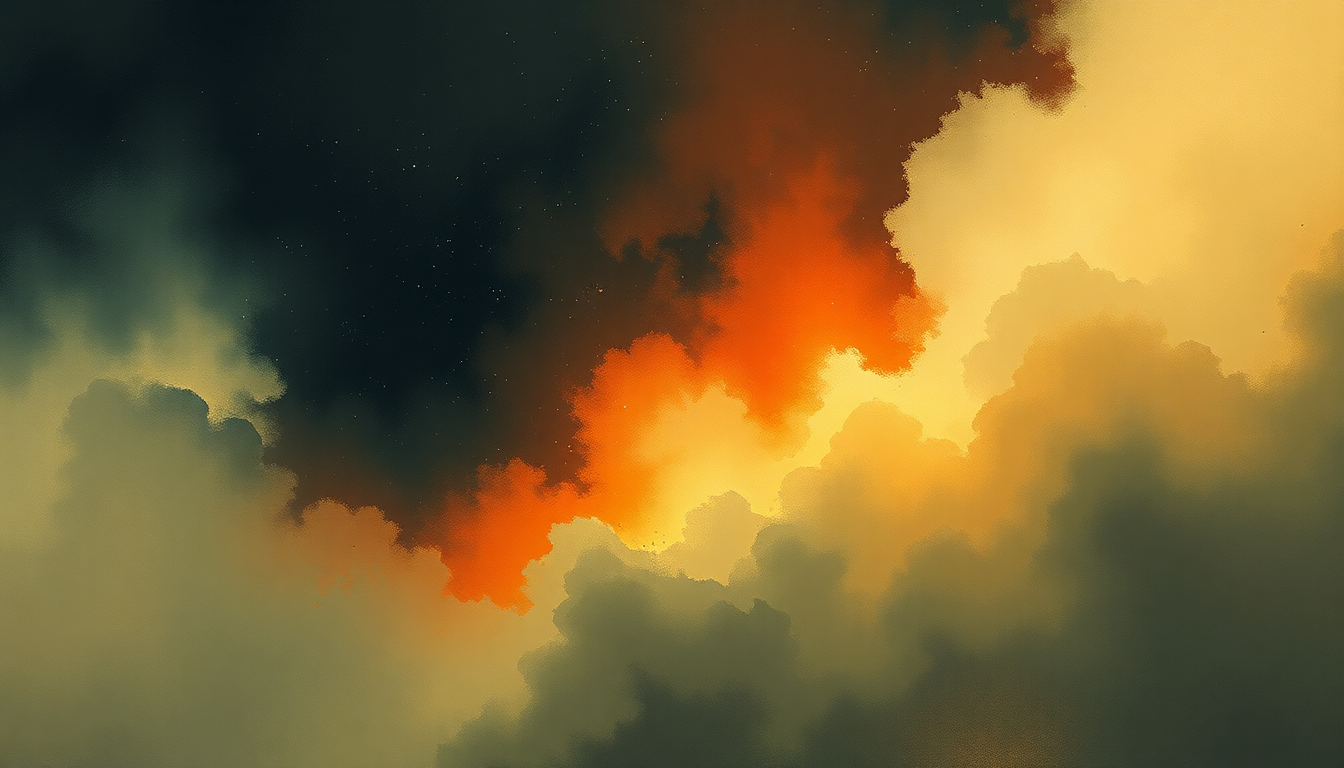 Fan-driven abstract illustration evoking the emotional arc of Colors in Space by Explosions in the Sky