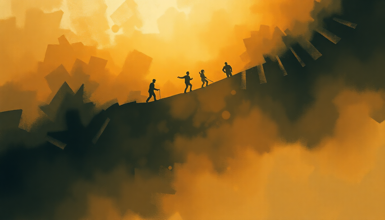 Fan-driven abstract illustration evoking the emotional arc of Come Together by The Beatles