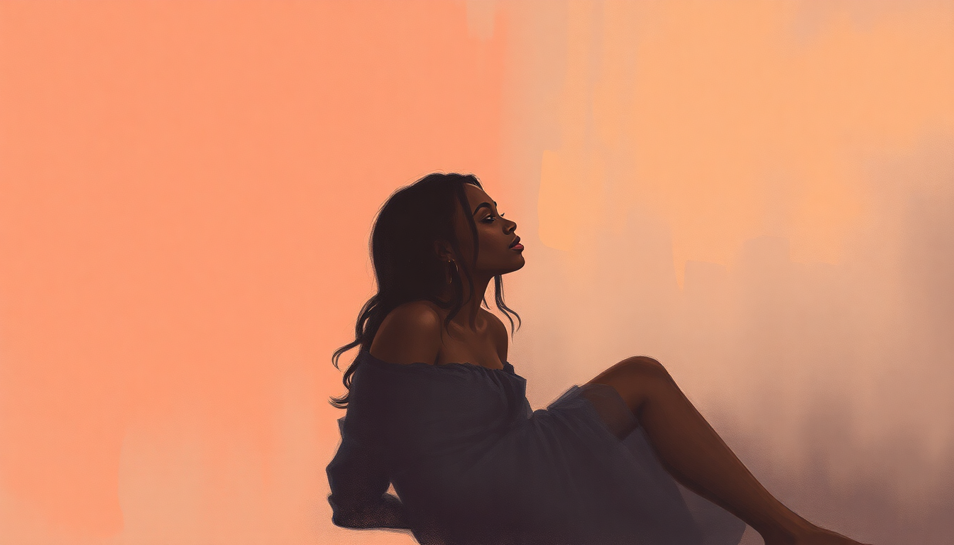 Fan-driven abstract illustration evoking the emotional arc of Comfortable by H.E.R.