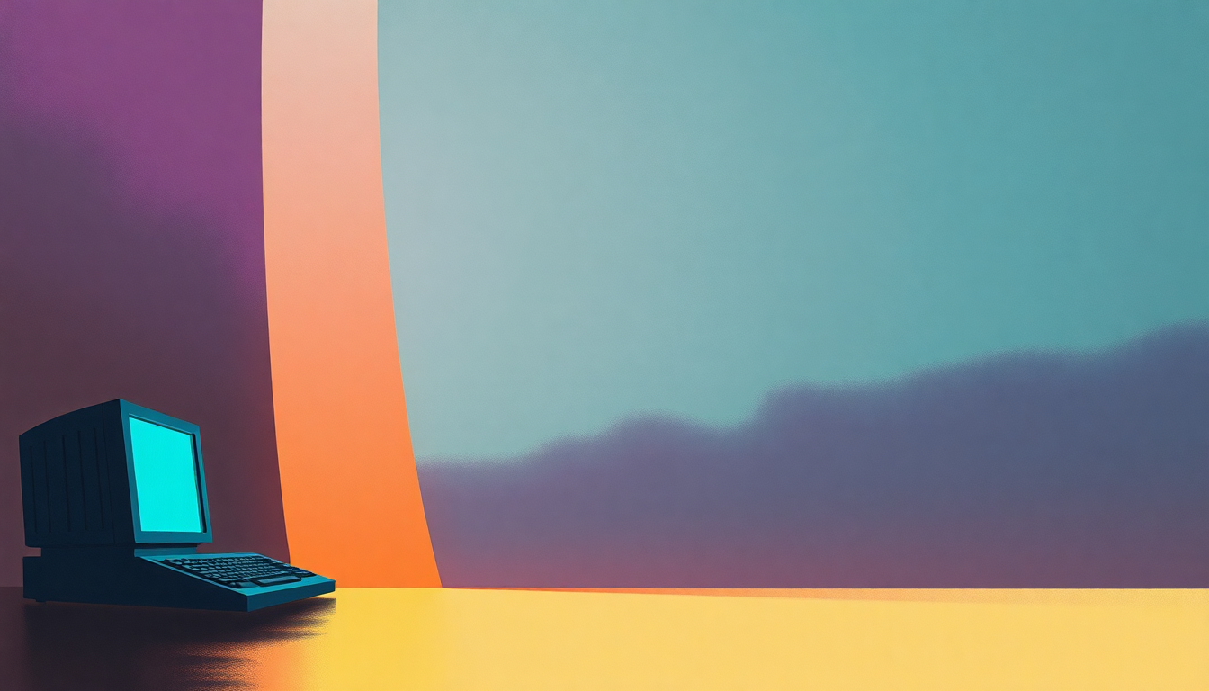 Fan-driven abstract illustration evoking the emotional arc of Computer World by Kraftwerk