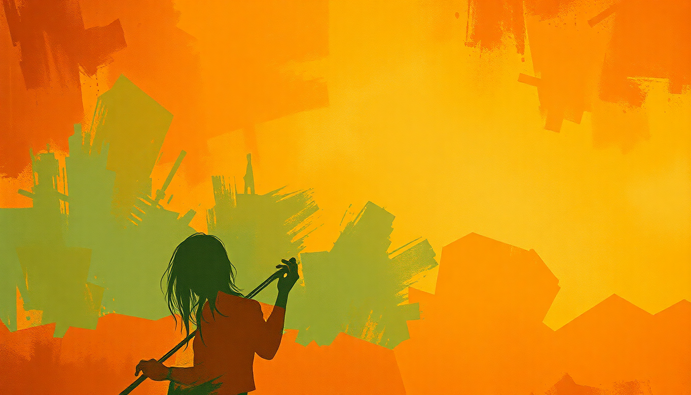 Fan-driven abstract illustration evoking the emotional arc of Concerto for Two Violins in D Minor, BWV 1043 by Johann Sebastian Bach