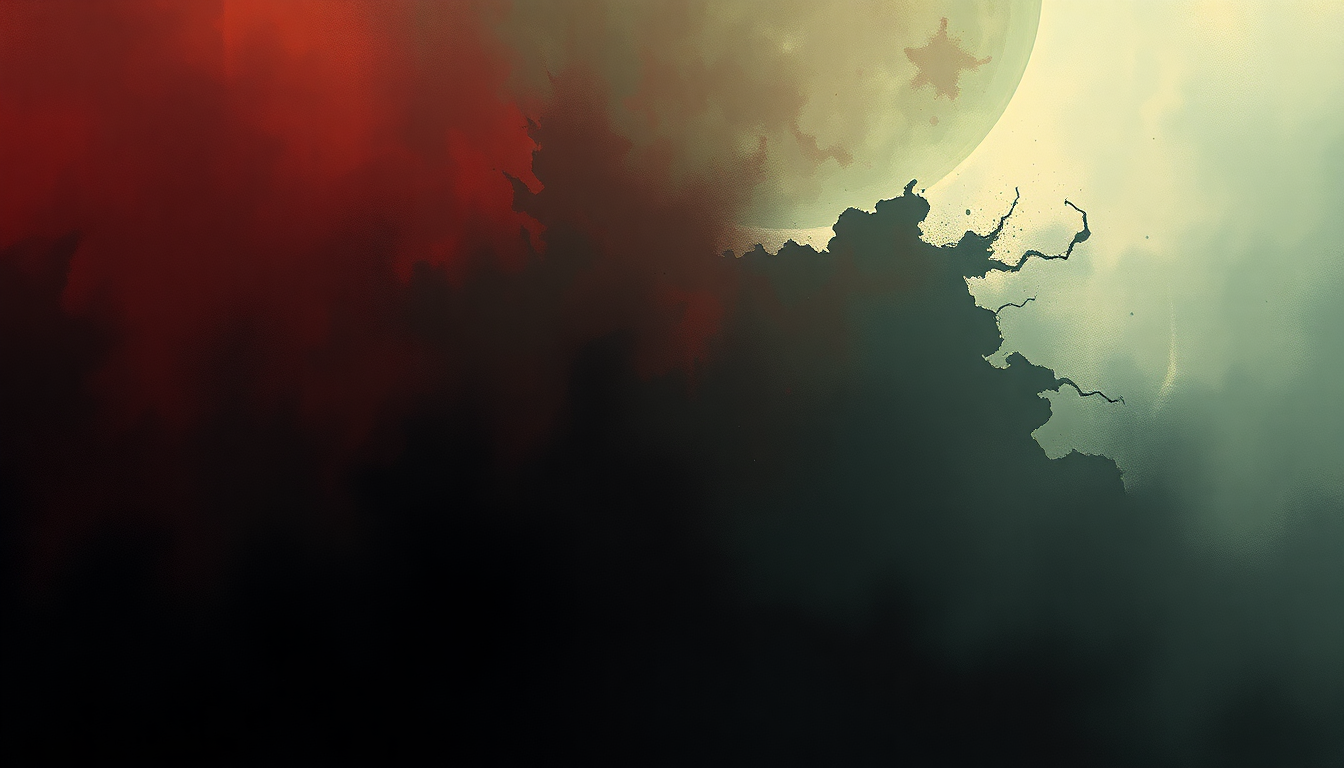 Fan-driven abstract illustration evoking the emotional arc of Concubine by Converge