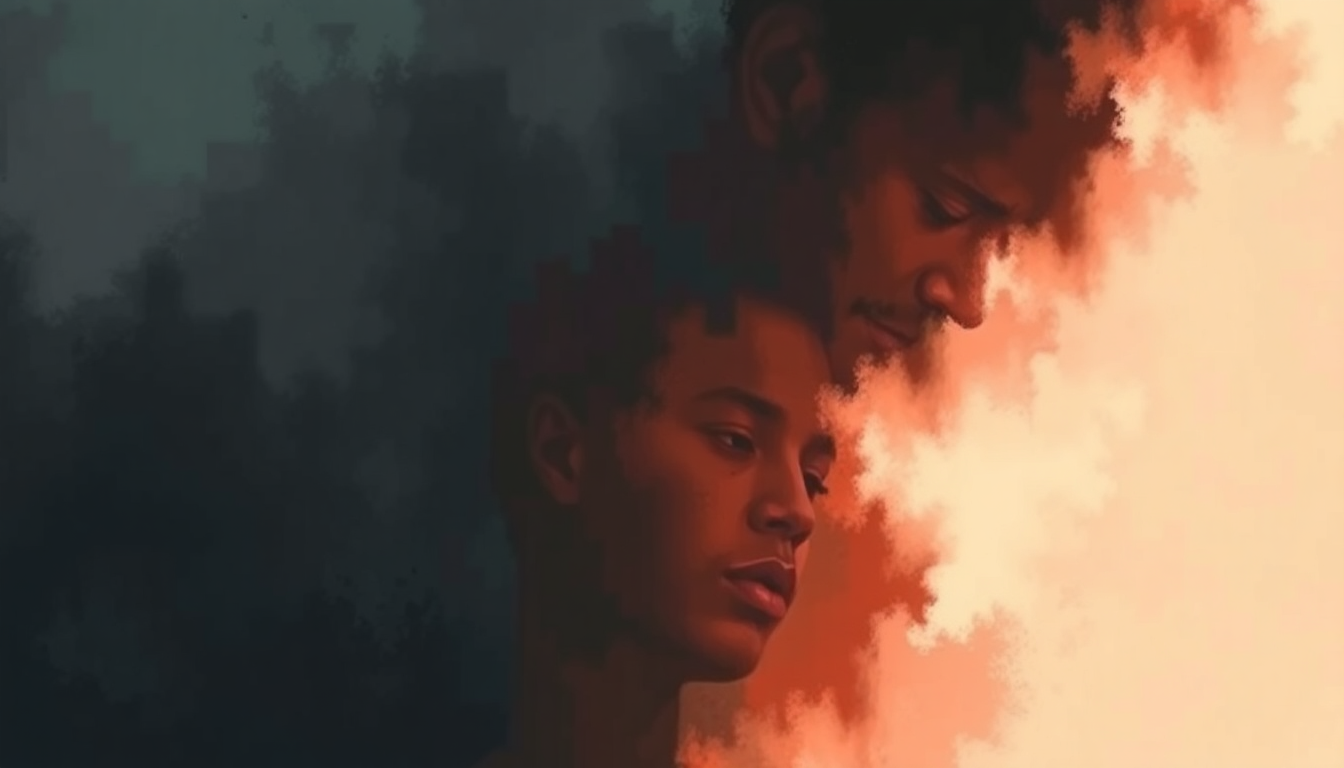 Fan-driven abstract illustration evoking the emotional arc of Confessions Part II by Usher