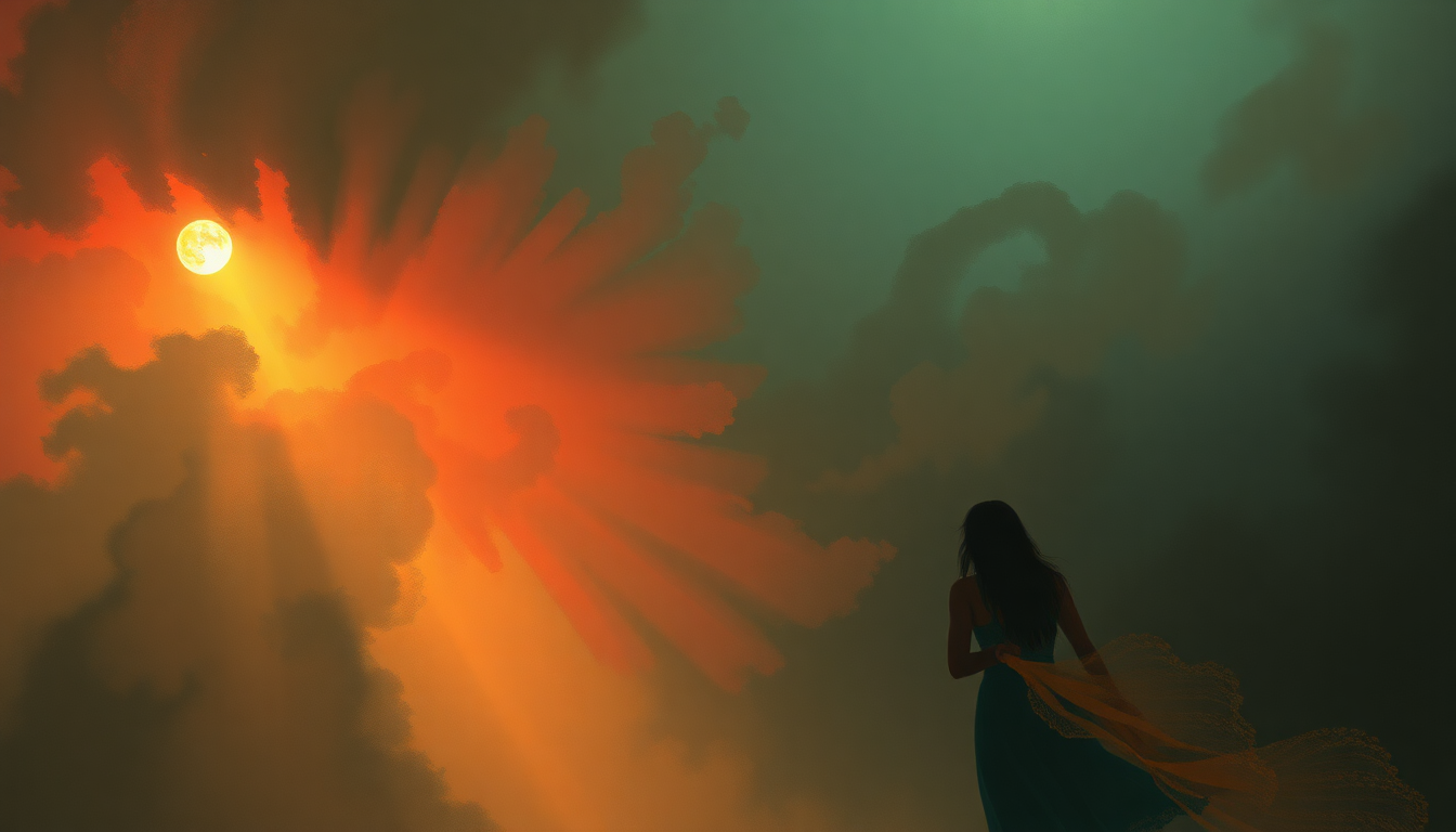 Fan-driven abstract illustration evoking the emotional arc of Conga by Gloria Estefan