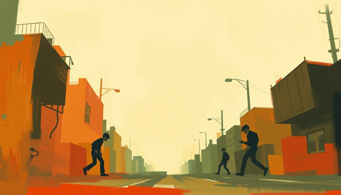 Fan-driven abstract illustration evoking the emotional arc of Cops and Robbers by Bo Diddley