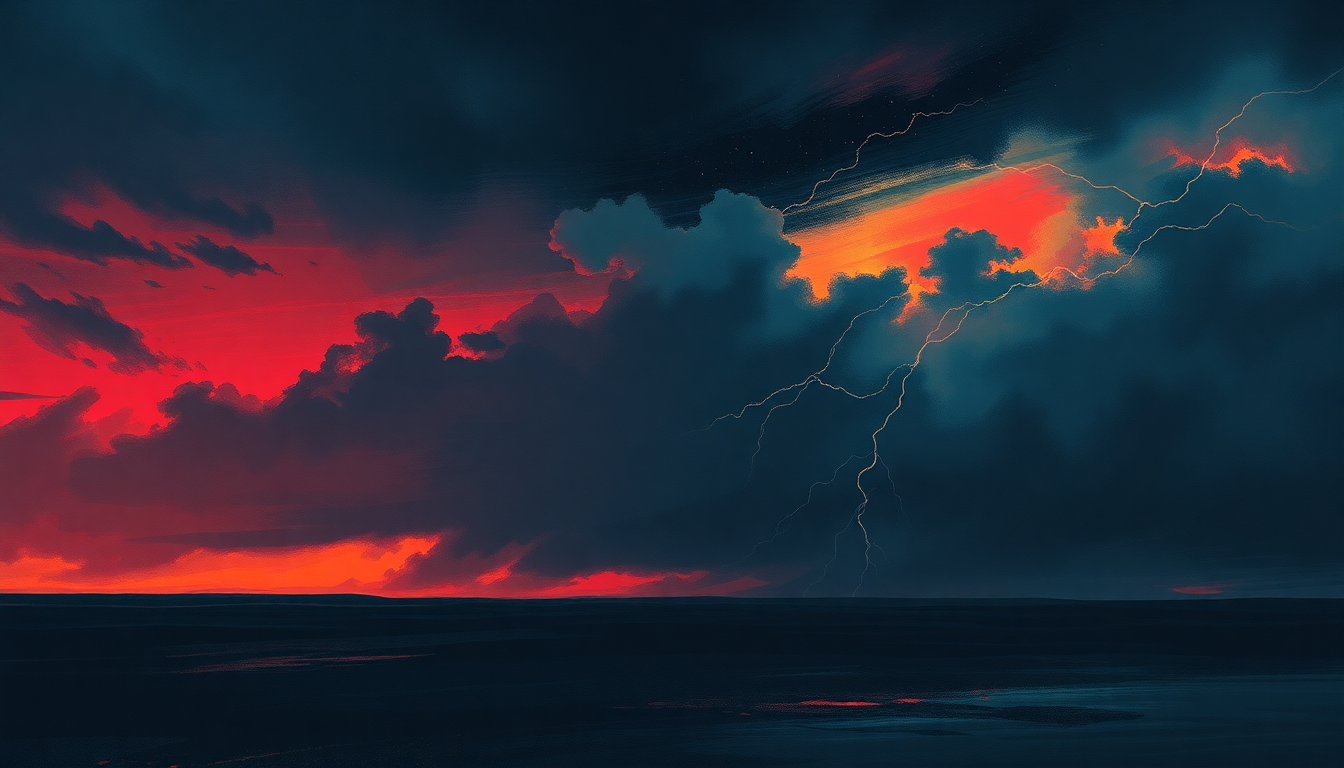 Fan-driven abstract illustration evoking the emotional arc of Couldn't Stand the Weather by Stevie Ray Vaughan
