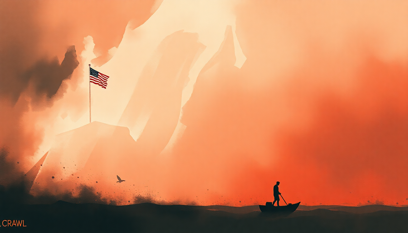Fan-driven abstract illustration evoking the emotional arc of I. Crawl by Childish Gambino