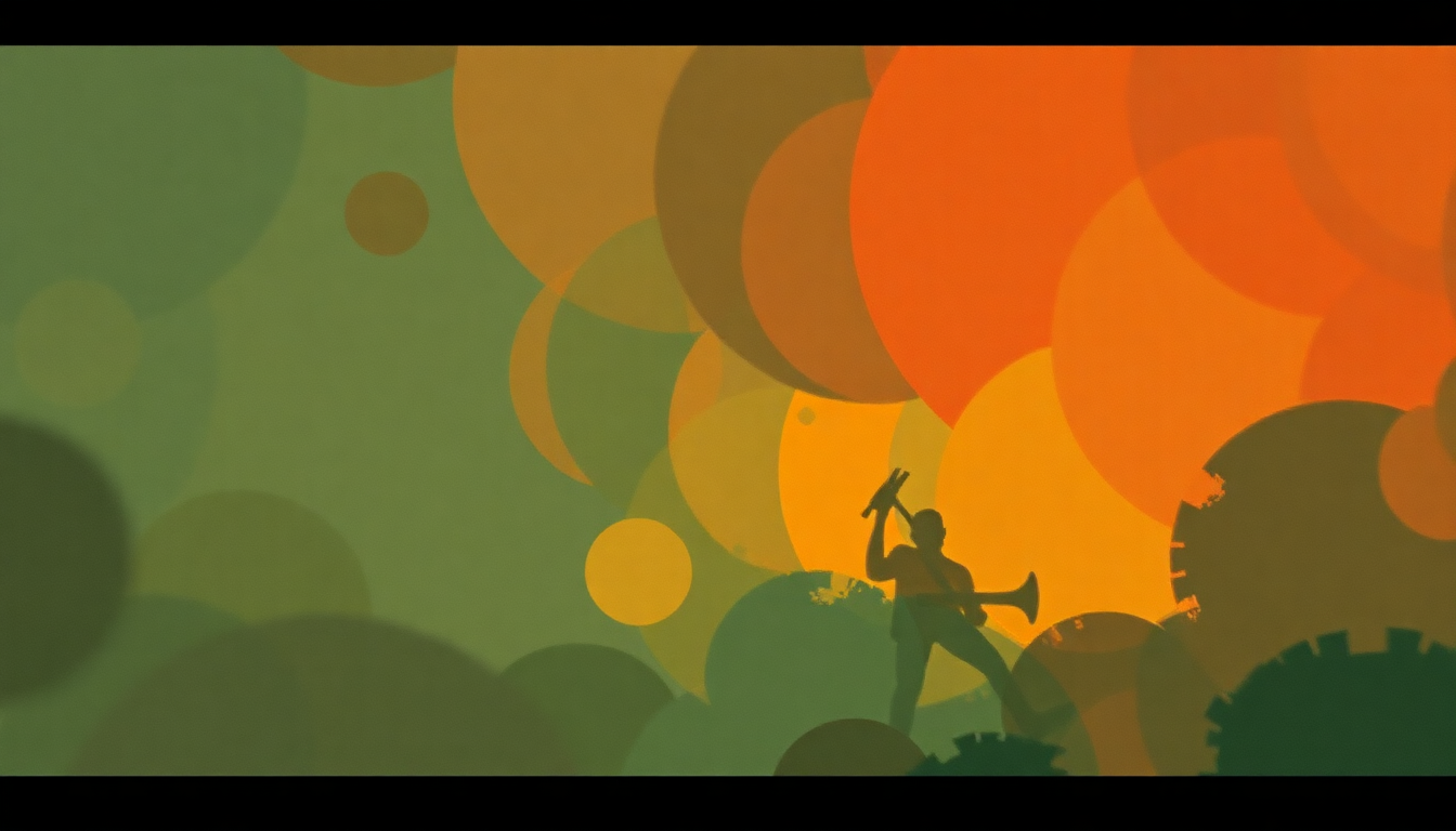 Fan-driven abstract illustration evoking the emotional arc of Crazy Rhythm by Coleman Hawkins