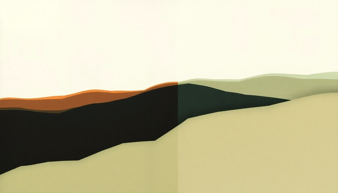 Fan-driven abstract illustration evoking the emotional arc of Crest by Tortoise