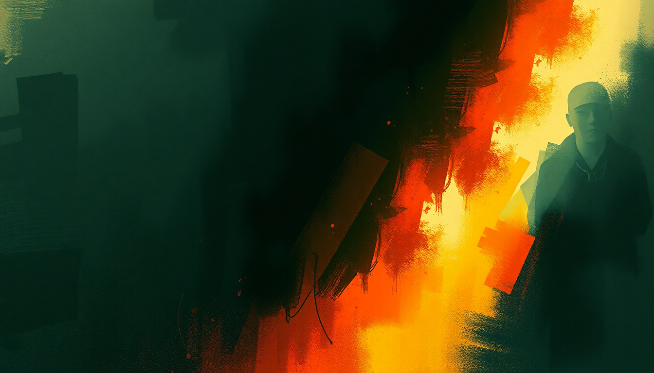 Fan-driven abstract illustration evoking the emotional arc of Criminal by Eminem