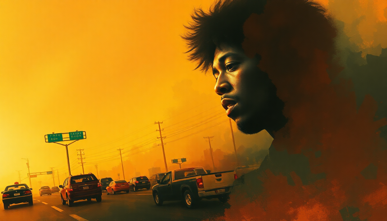 Fan-driven abstract illustration evoking the emotional arc of Crosstown Traffic by Jimi Hendrix