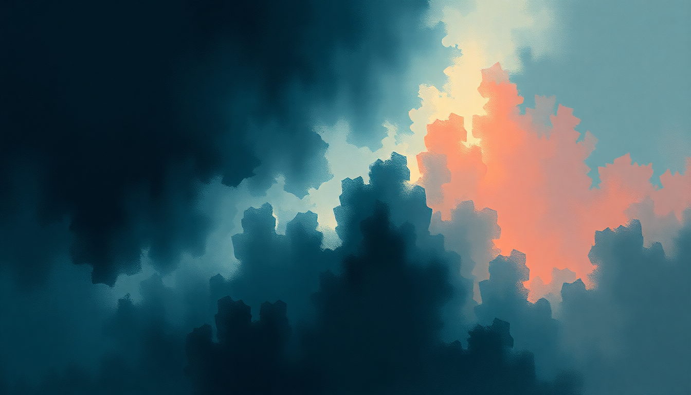 Fan-driven abstract illustration evoking the emotional arc of Crystalline by Björk