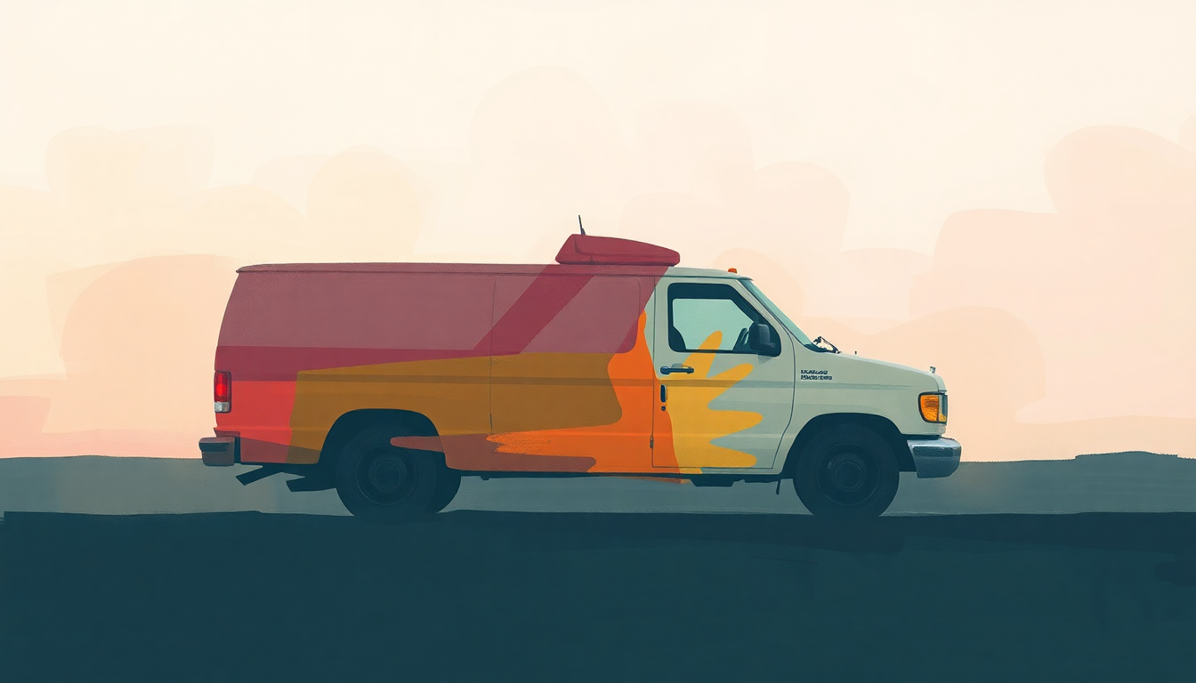 Fan-driven abstract illustration evoking the emotional arc of Cybertruck by Bad Bunny