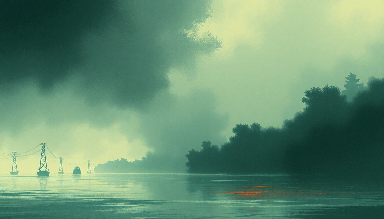 Fan-driven abstract illustration evoking the emotional arc of Dam That River by Alice in Chains