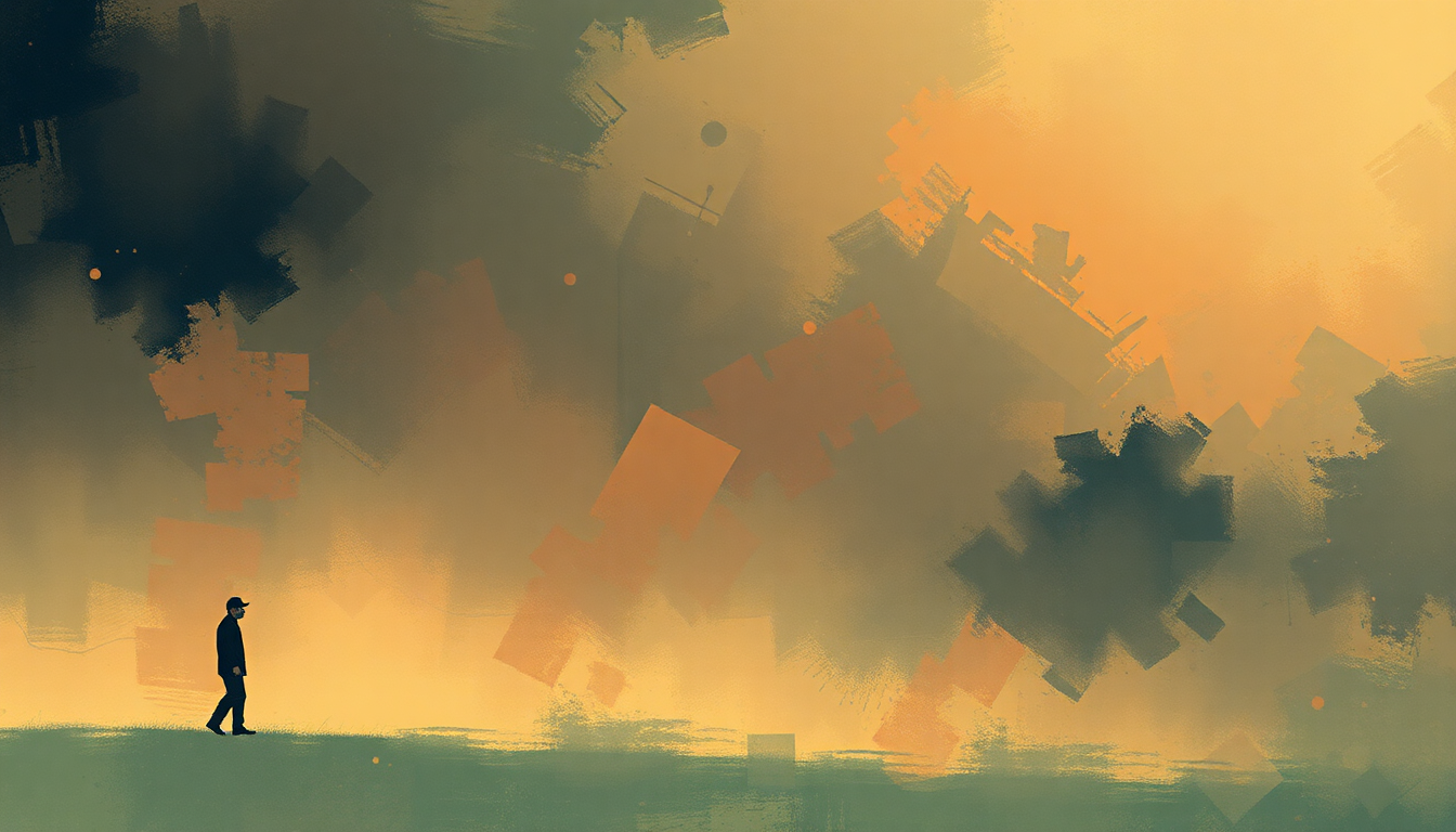 Fan-driven abstract illustration evoking the emotional arc of Dance of the Clairvoyants by Pearl Jam