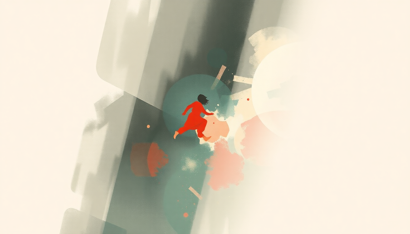 Fan-driven abstract illustration evoking the emotional arc of Dancing's Not a Crime by Panic! At The Disco
