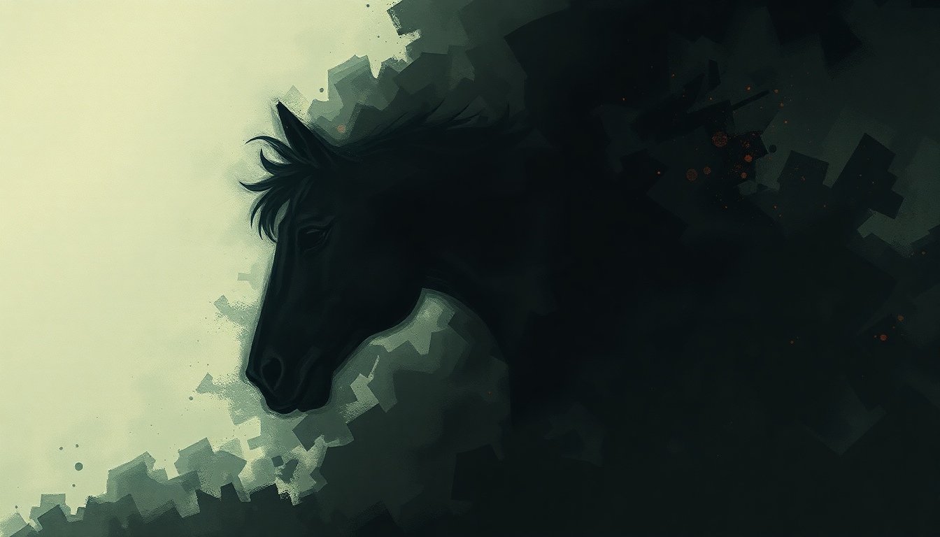 Fan-driven abstract illustration evoking the emotional arc of Dark Horse by Converge