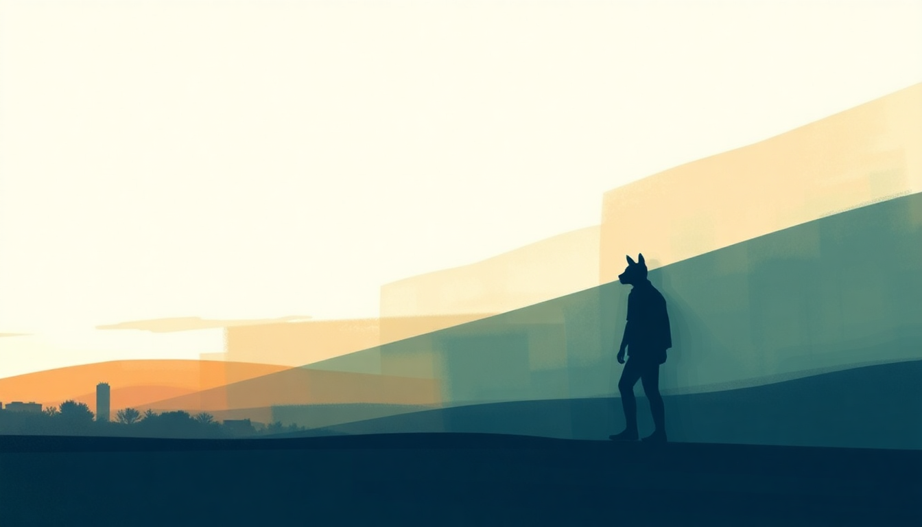Fan-driven abstract illustration evoking the emotional arc of Dashboard by Modest Mouse