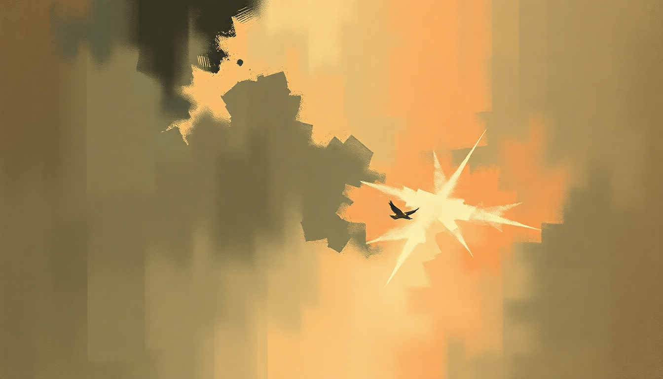 Fan-driven abstract illustration evoking the emotional arc of Dead Finks Don't Talk by Brian Eno