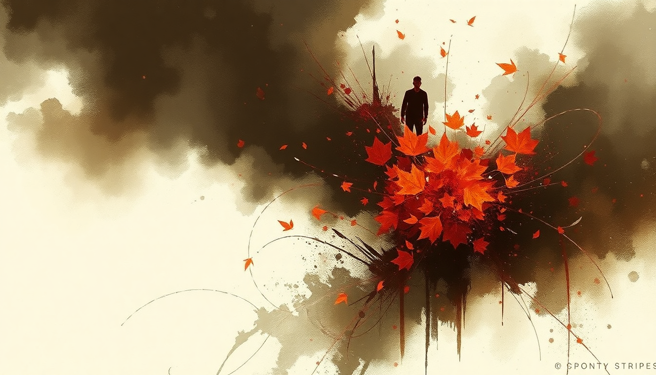 Fan-driven abstract illustration evoking the emotional arc of Dead Leaves and the Dirty Ground by The White Stripes