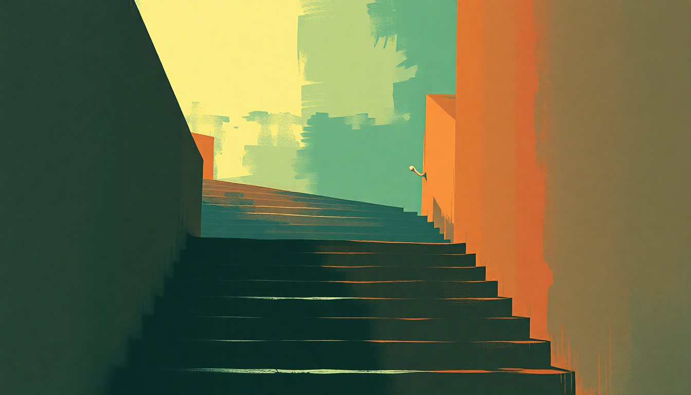 Fan-driven abstract illustration evoking the emotional arc of Death on the Stairs by The Libertines