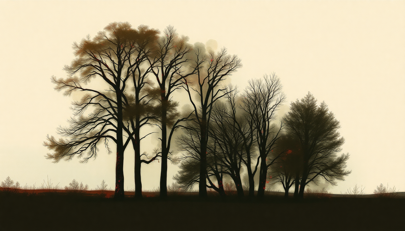 Fan-driven abstract illustration evoking the emotional arc of Decomposing Trees by Galaxie 500