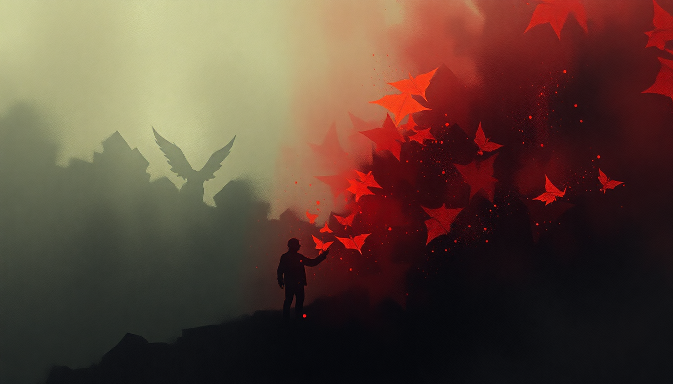 Fan-driven abstract illustration evoking the emotional arc of Deer Dance by System of a Down