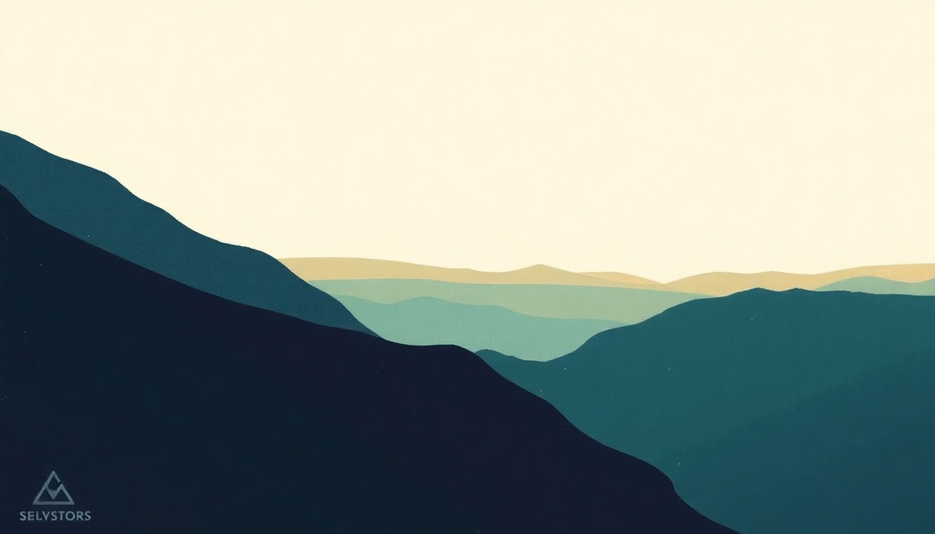 Fan-driven abstract illustration evoking the emotional arc of Delta by Mumford & Sons