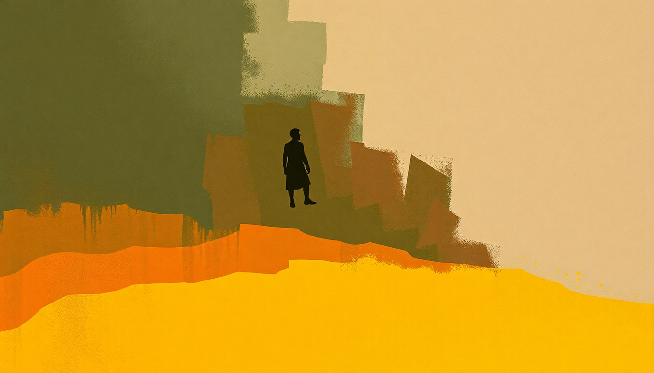Fan-driven abstract illustration evoking the emotional arc of Dembele by Oumou Sangare