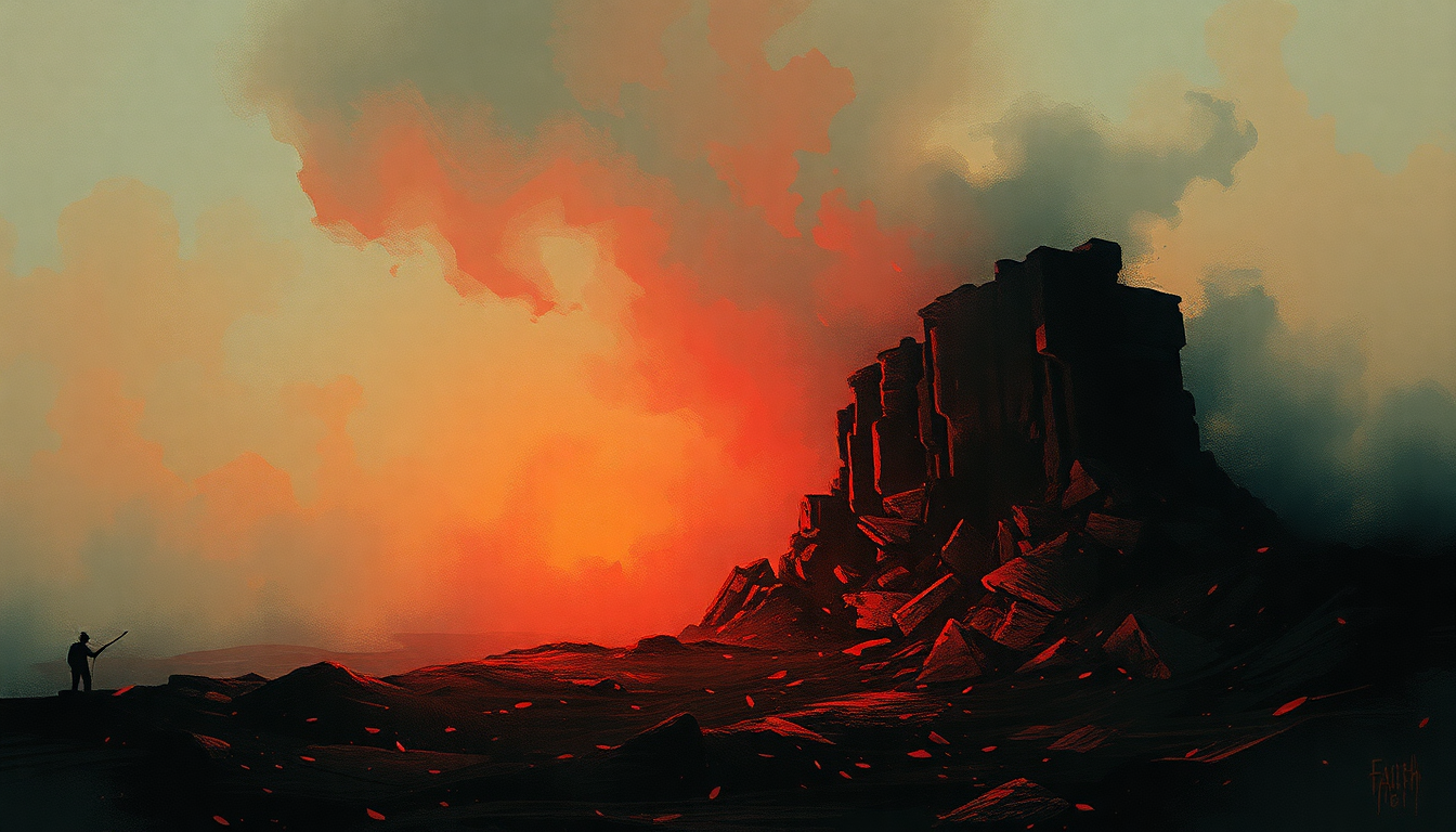 Fan-driven abstract illustration evoking the emotional arc of Digging the Grave by Faith No More