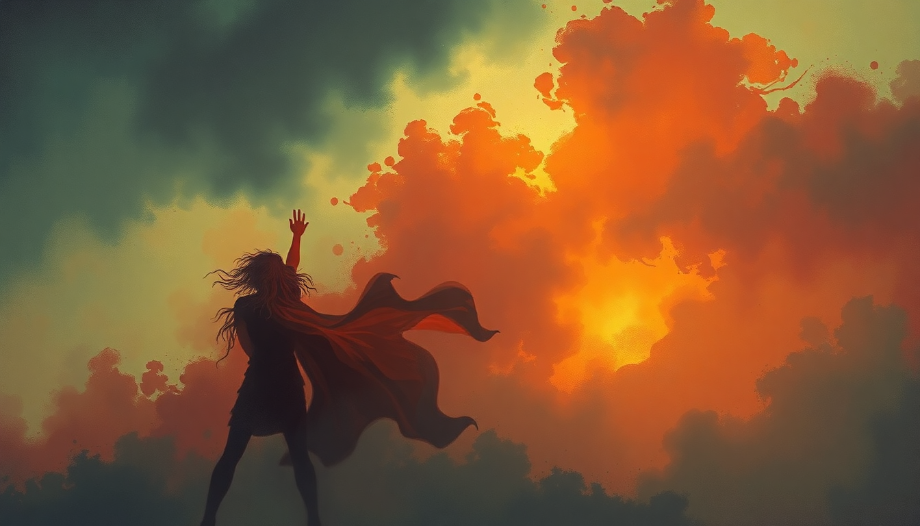Fan-driven abstract illustration evoking the emotional arc of Dirty Women by Black Sabbath