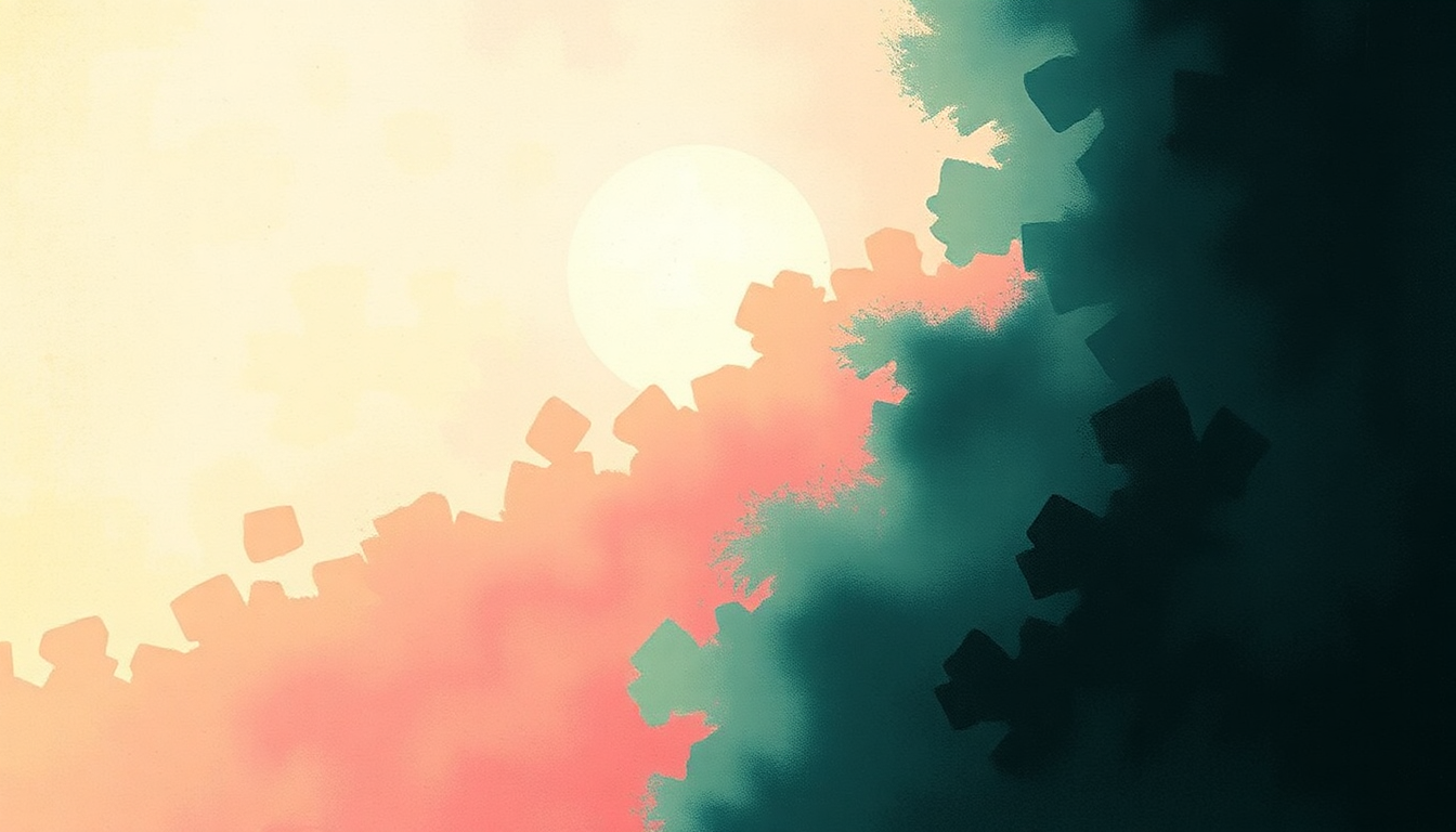 Fan-driven abstract illustration evoking the emotional arc of Distance Equals Rate Times Time by Pixies