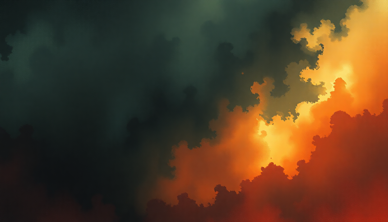 Fan-driven abstract illustration evoking the emotional arc of Dixit Dominus by George Frideric Handel