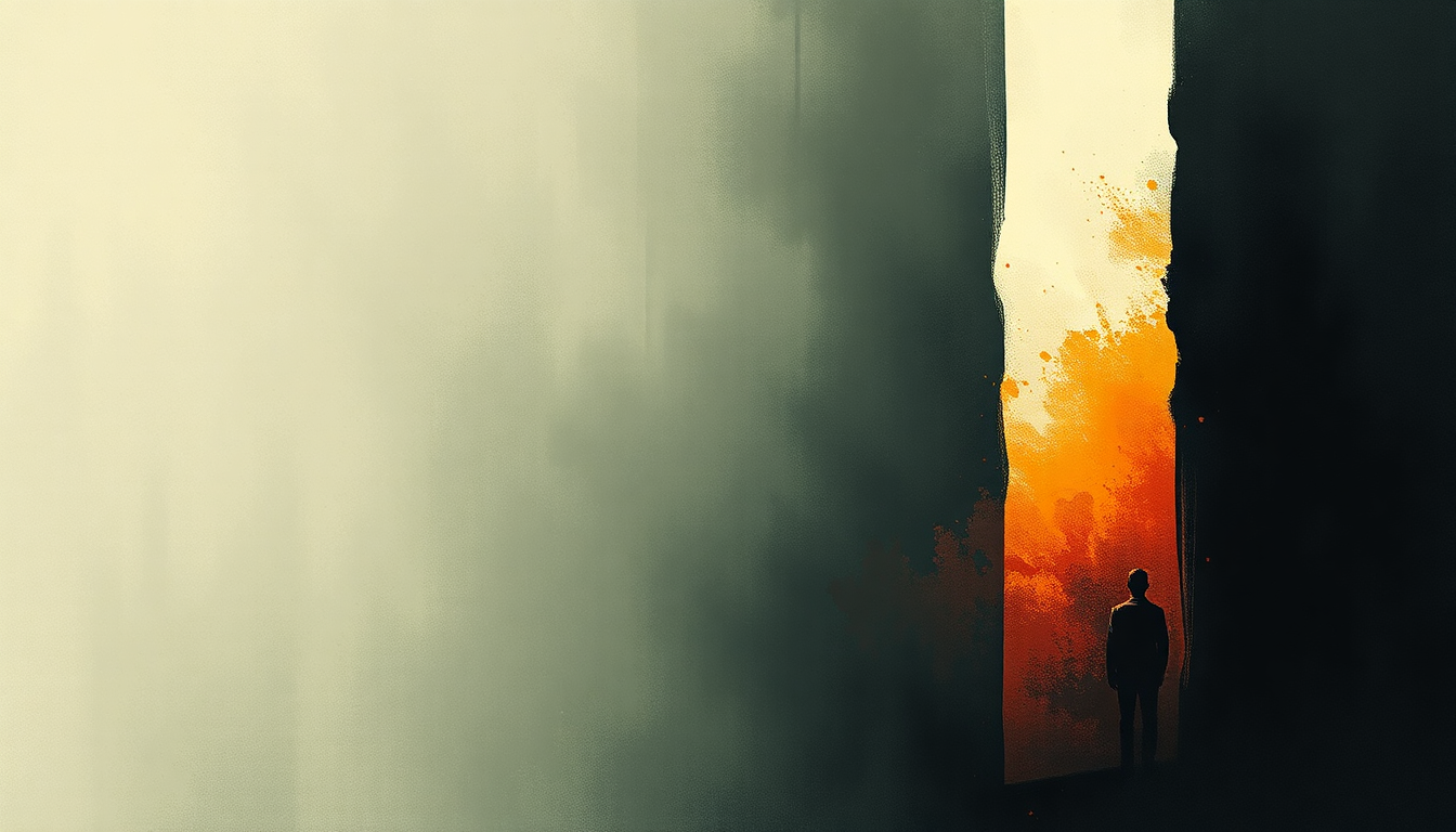 Fan-driven abstract illustration evoking the emotional arc of Dominic Christ by Suicide