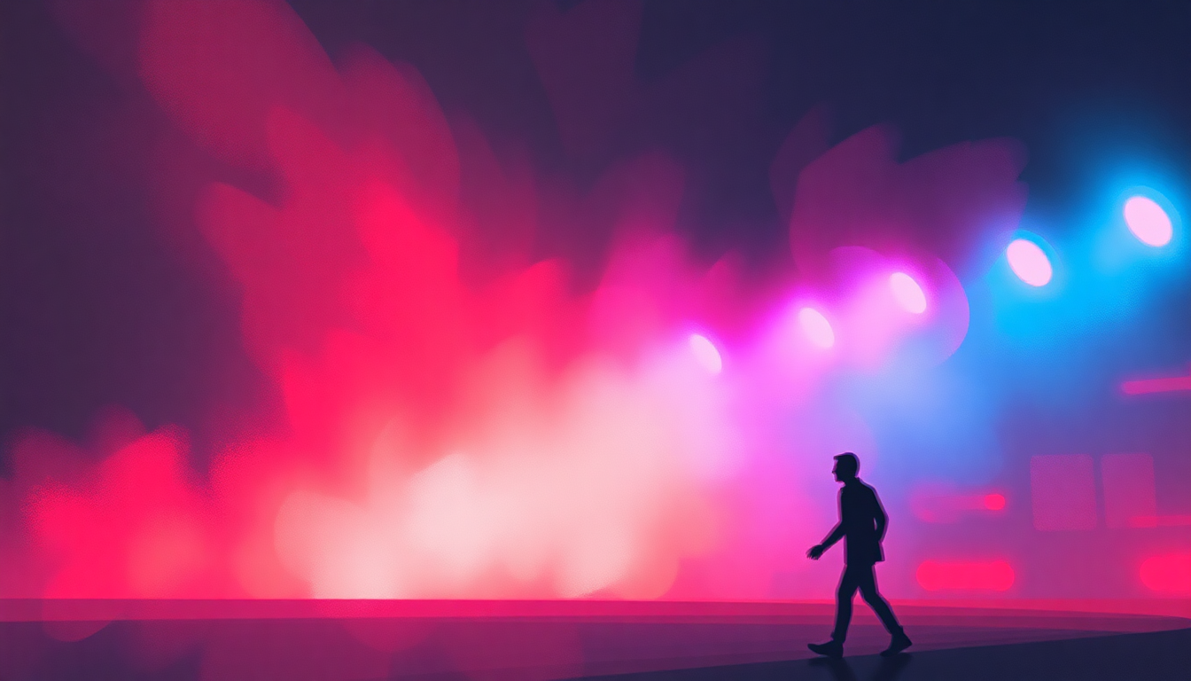 Fan-driven abstract illustration evoking the emotional arc of Domino Dancing by Pet Shop Boys