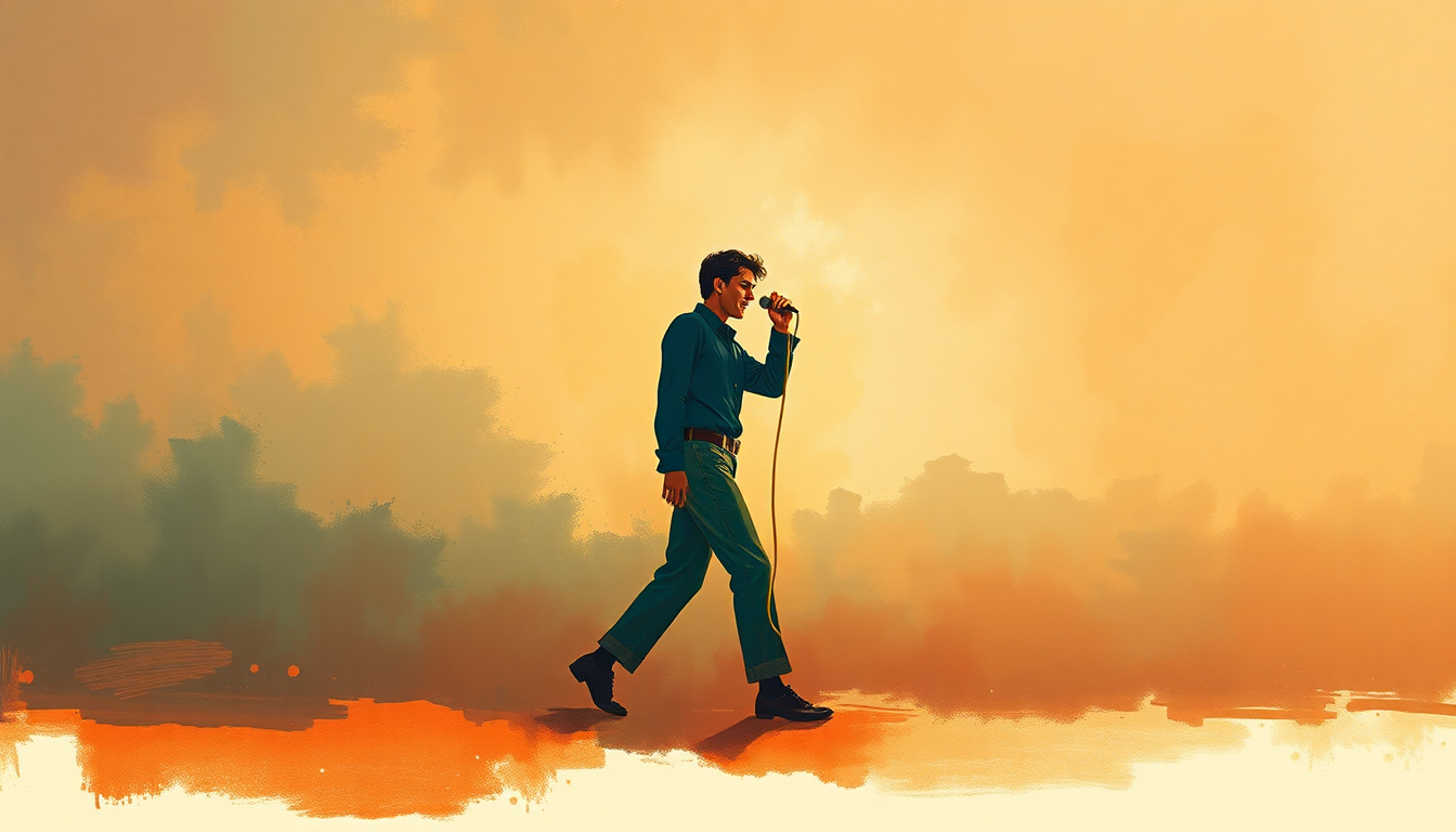 Fan-driven abstract illustration evoking the emotional arc of Don't Be Cruel by Elvis Presley