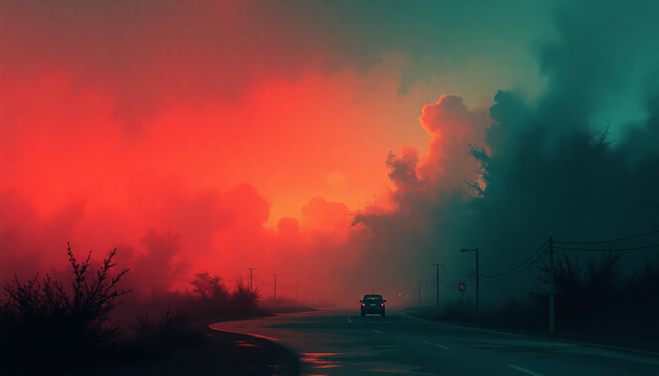 Fan-driven abstract illustration evoking the emotional arc of Don't Come Around Here No More by Tom Petty and the Heartbreakers