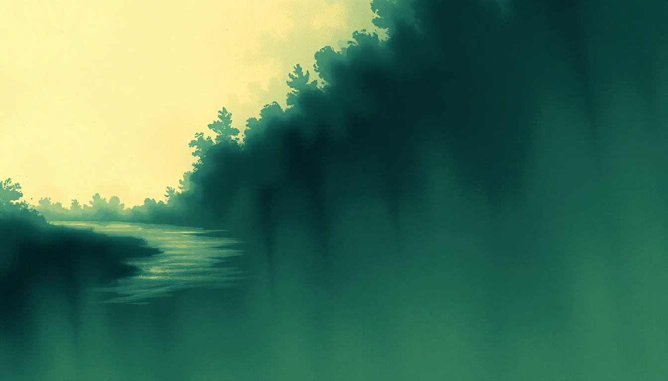 Fan-driven abstract illustration evoking the emotional arc of Down by the Old Mill Stream by Sister Rosetta Tharpe