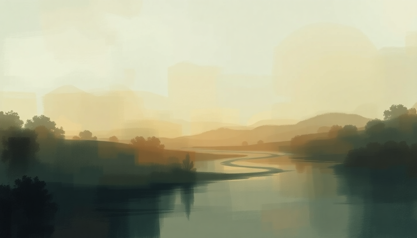 Fan-driven abstract illustration evoking the emotional arc of Down by the Riverside by Mahalia Jackson