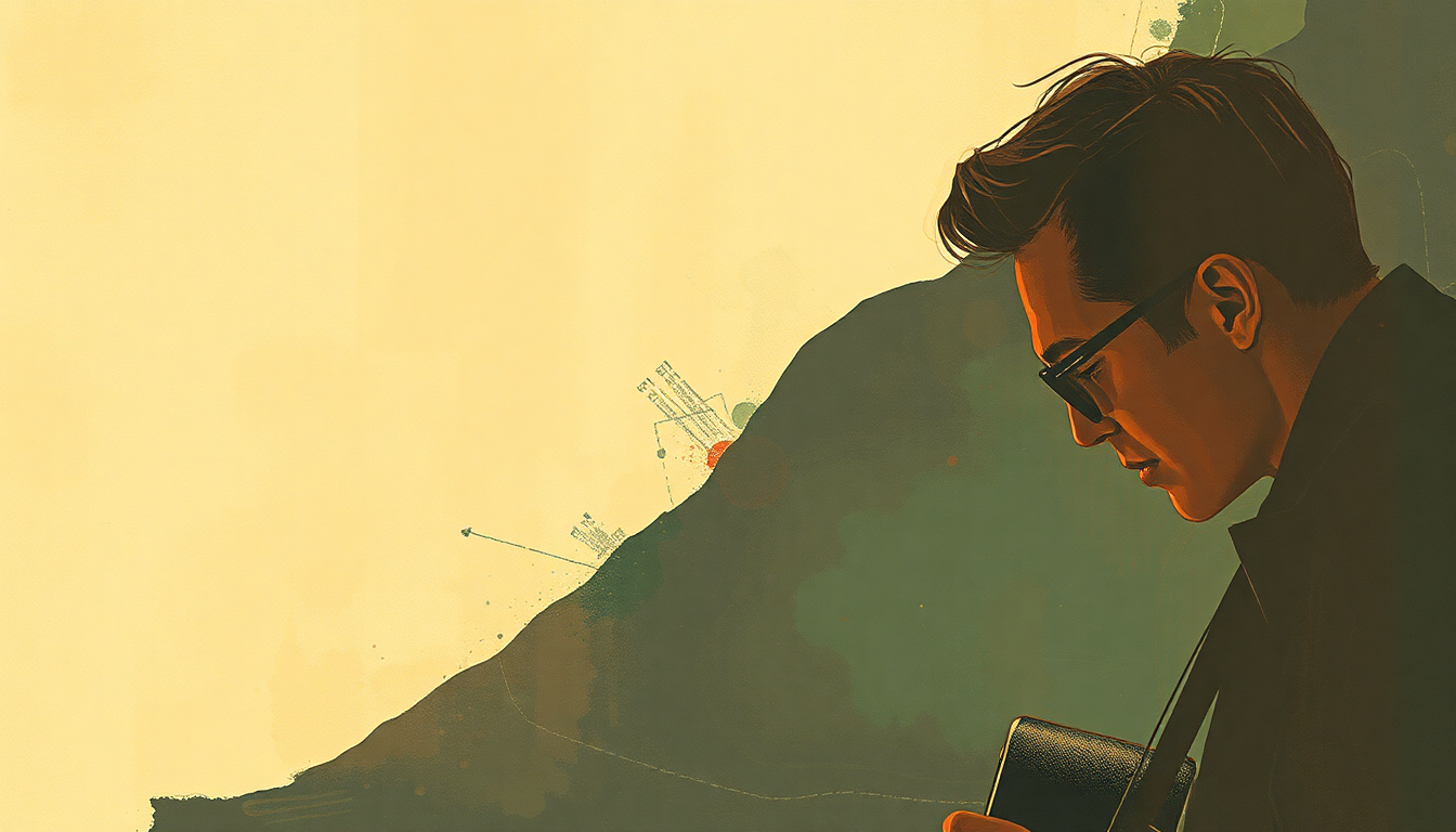 Fan-driven abstract illustration evoking the emotional arc of Down the Line by Jerry Lee Lewis