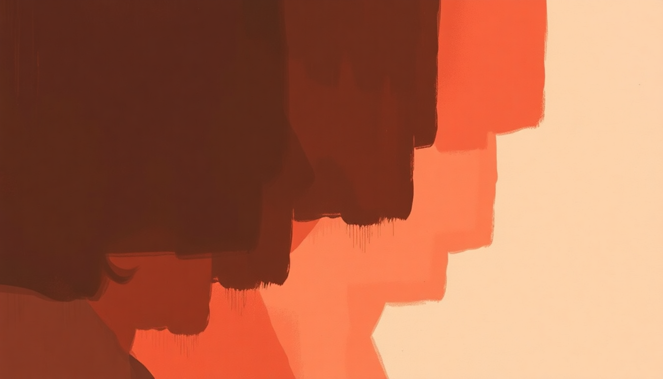 Fan-driven abstract illustration evoking the emotional arc of Down Where the Drunkards Roll by Richard Thompson