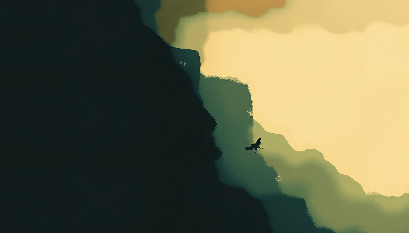 Fan-driven abstract illustration evoking the emotional arc of Dragonfly by Low
