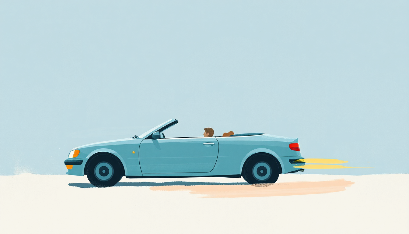 Fan-driven abstract illustration evoking the emotional arc of Drive My Car by The Laurie Berkner Band