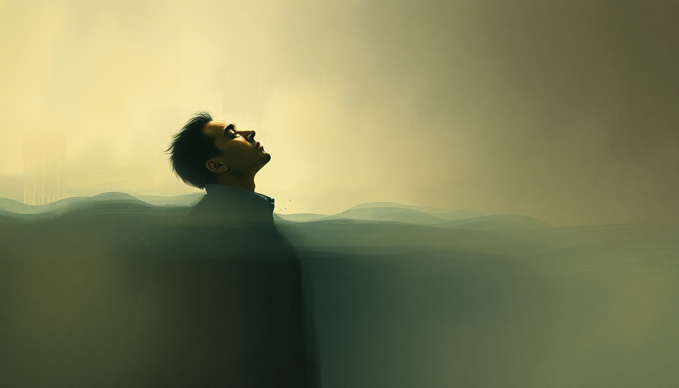 Fan-driven abstract illustration evoking the emotional arc of Drown in My Own Tears by Ray Charles