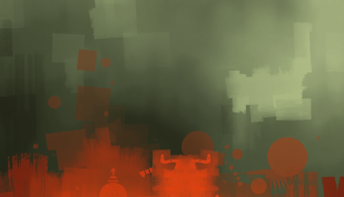 Fan-driven abstract illustration evoking the emotional arc of Drumming Song by Florence + the Machine