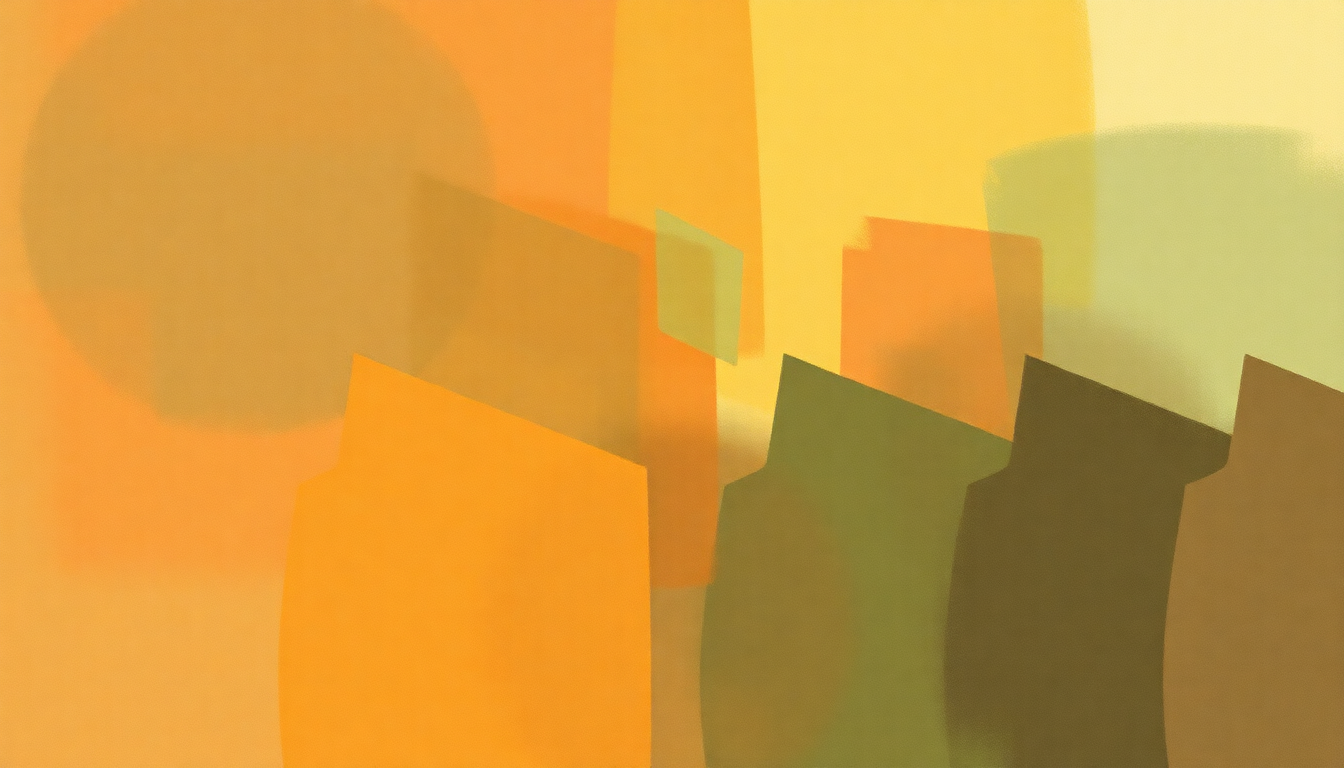Fan-driven abstract illustration evoking the emotional arc of Drumming by Steve Reich