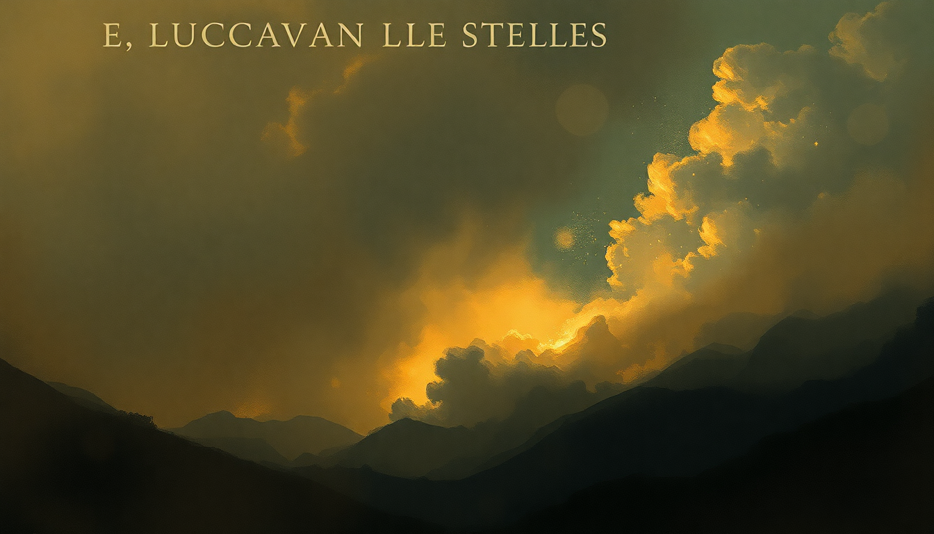 Fan-driven abstract illustration evoking the emotional arc of E lucevan le stelle by Luciano Pavarotti