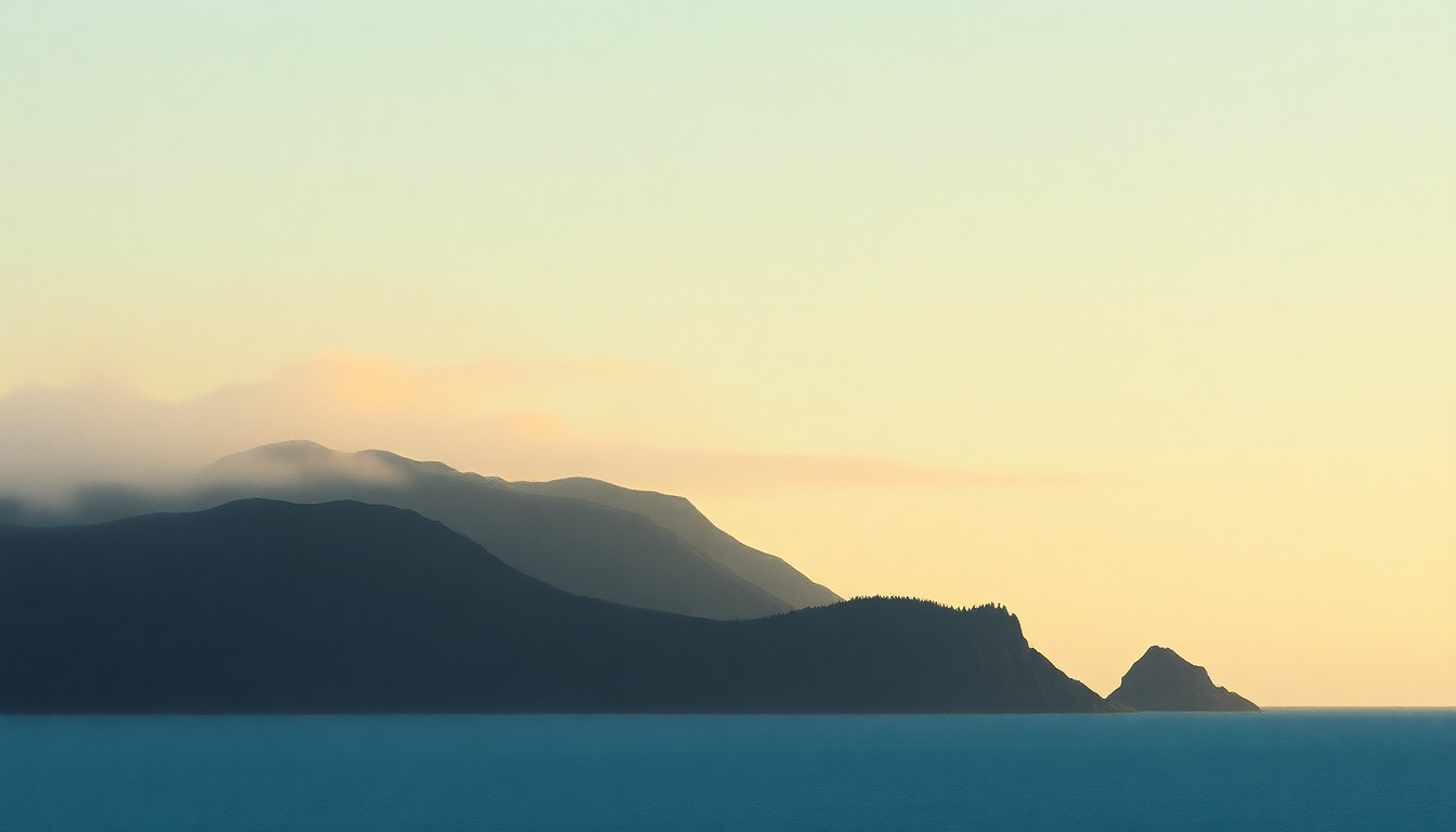 Fan-driven abstract illustration evoking the emotional arc of Easter Island by Kris Kristofferson