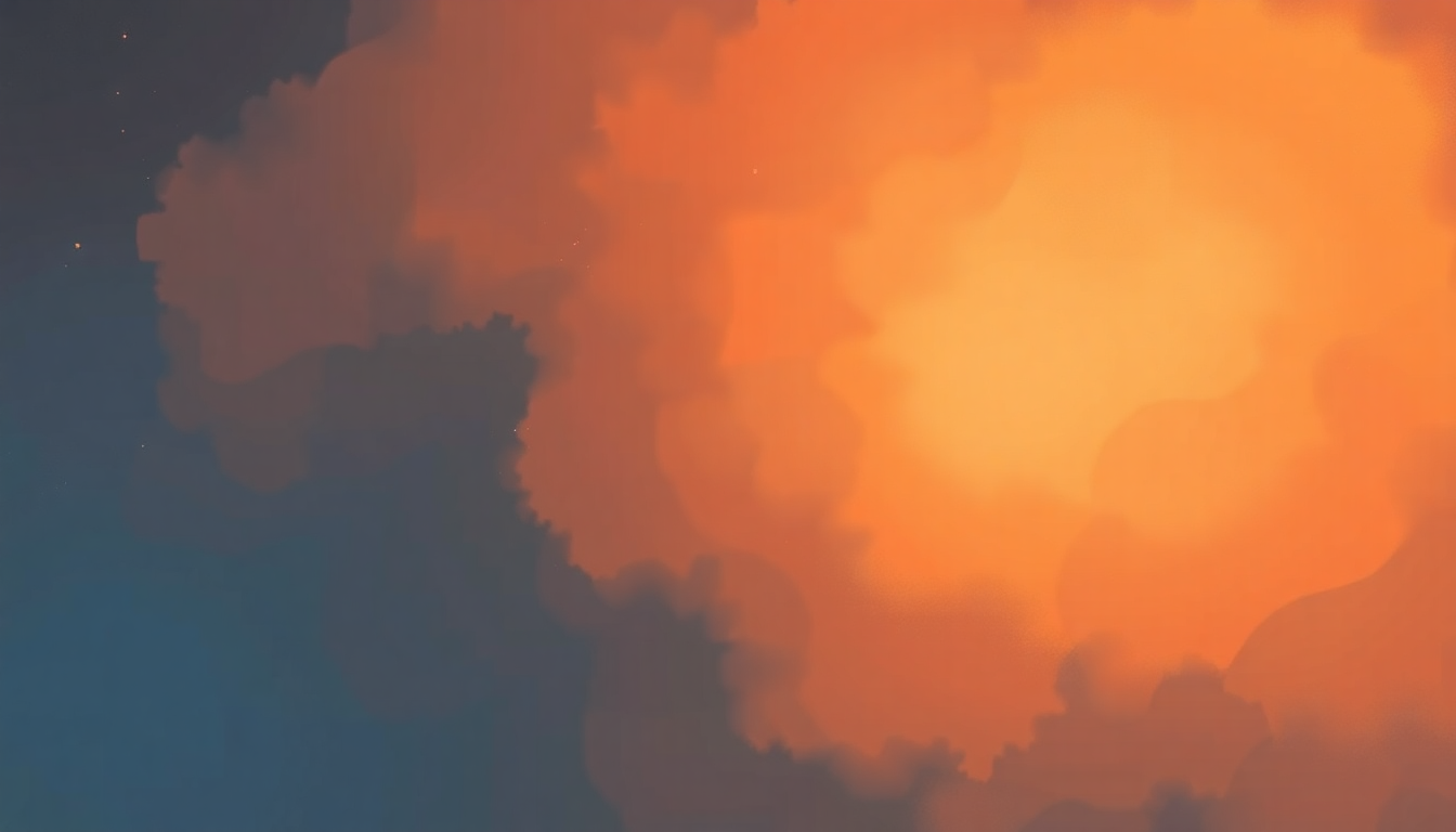 Fan-driven abstract illustration evoking the emotional arc of Easy Listening Blues by Oscar Peterson